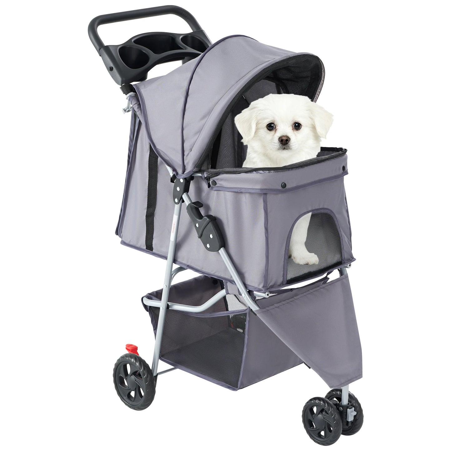 JHK 3-Wheel Foldable Pet Stroller With Mesh Windows