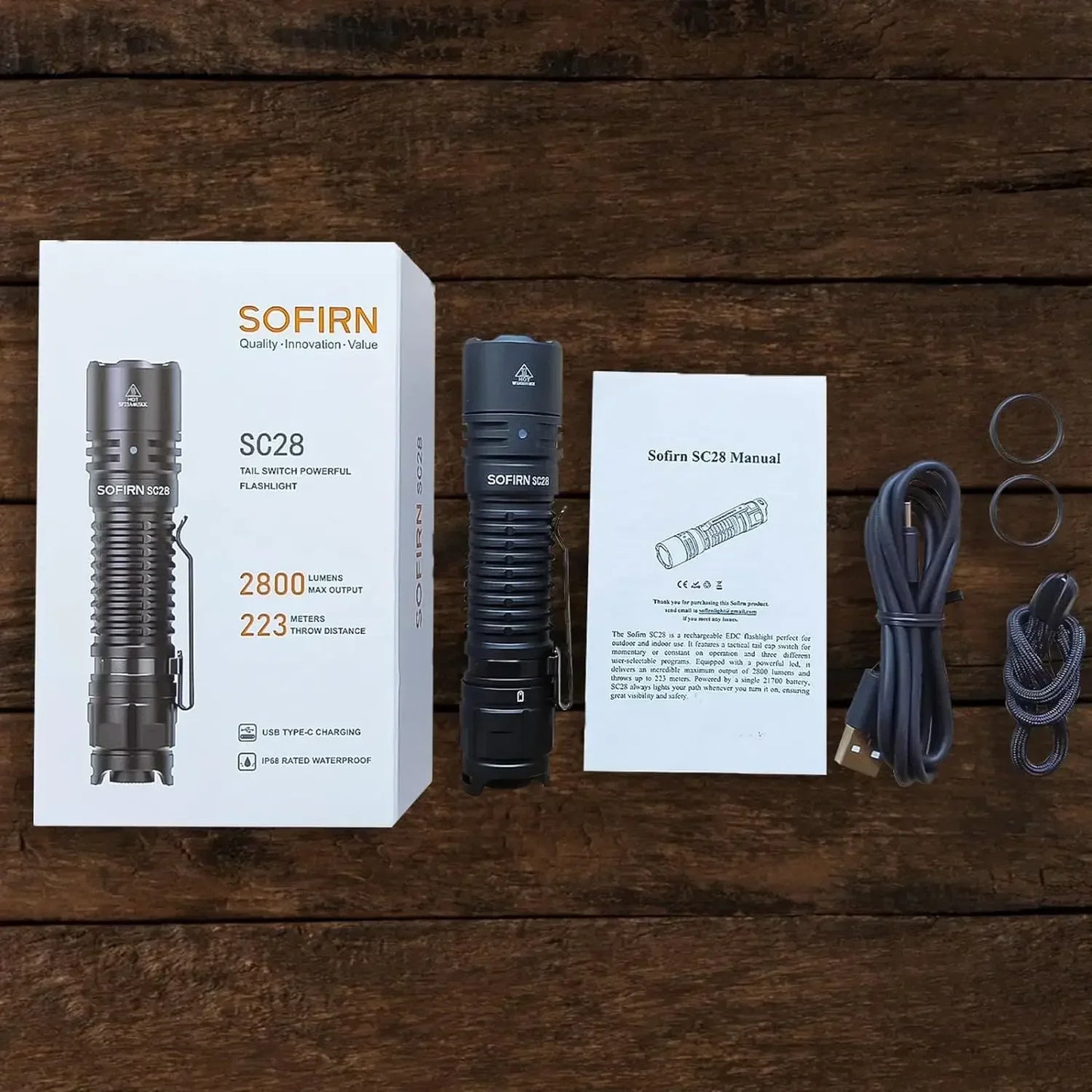 Sofirn SC28 2800LM XHP50B Rechargeable 21700 USB Type C LED Flashlight