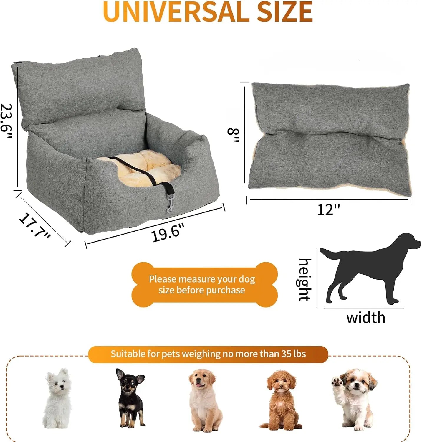 HiMISS Dog Booster Car Seat Bed Portable For Dogs Travel
