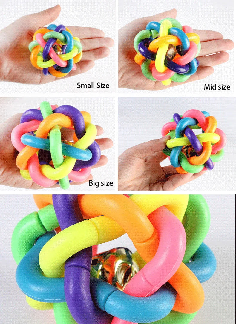 Woven Bell Dog Toy Bite Resistant Rubber Chew Ball Fetch