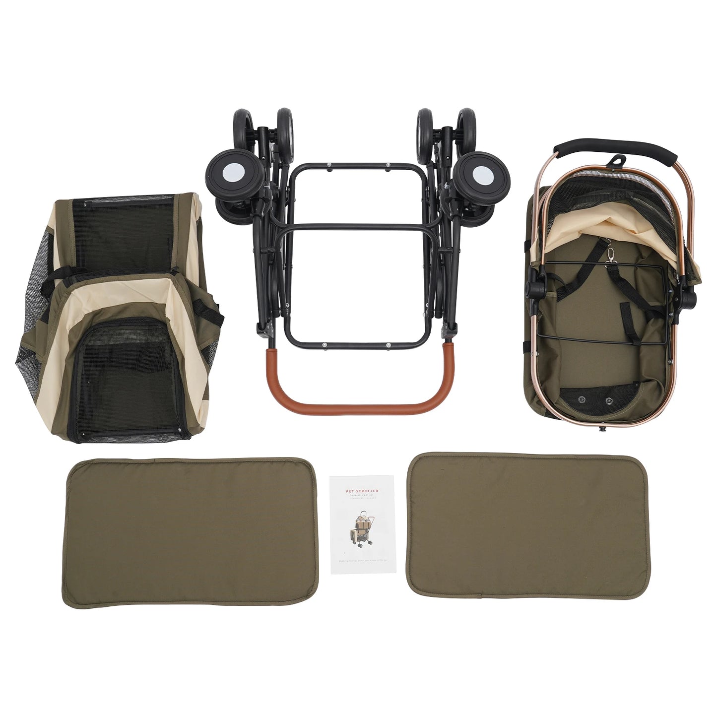 Bymaocar Foldable Pet Stroller Heavy Duty Portable Travel Sunshade Locks