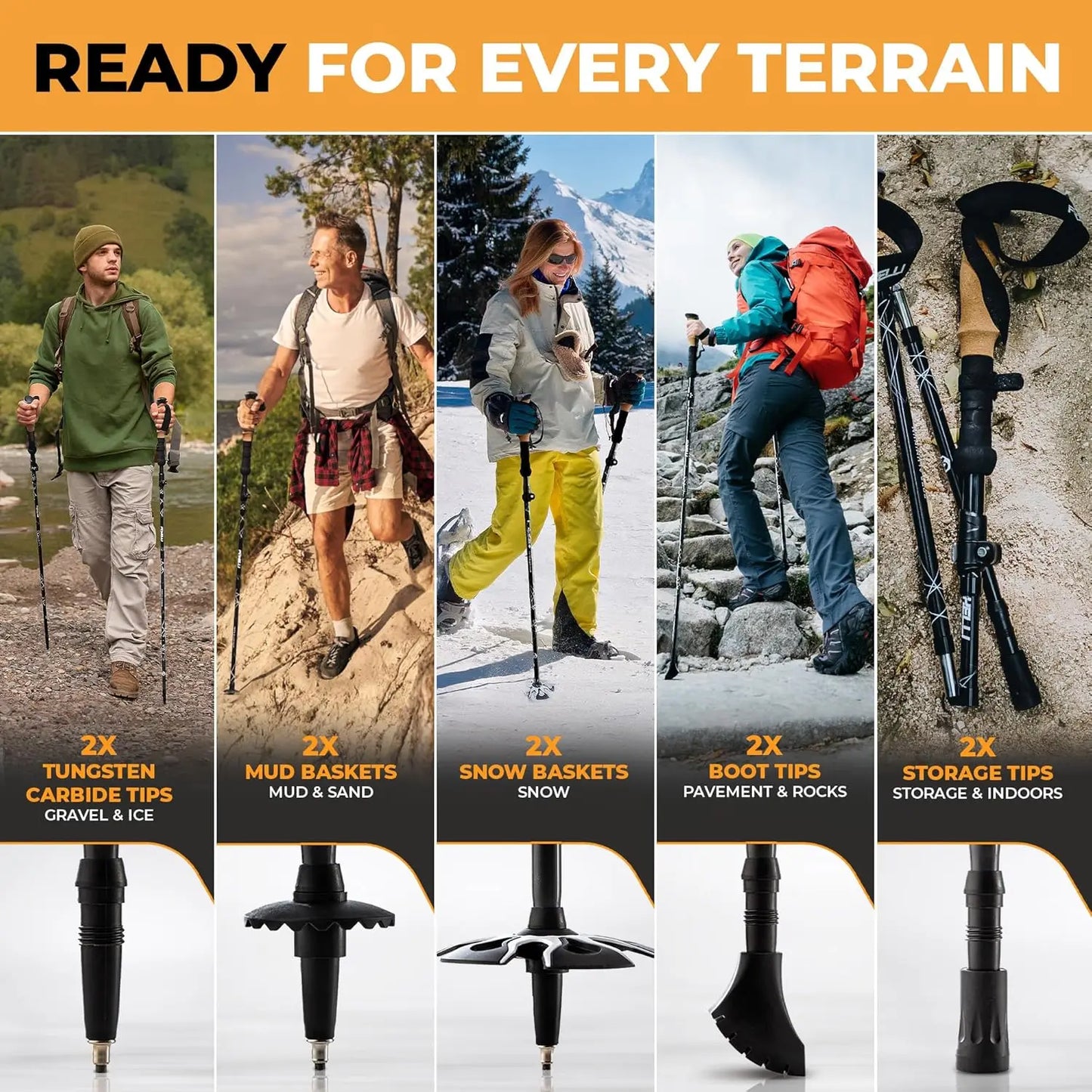 Lightweight Trekking Poles With Ergonomic Cork Grip And Quick Locks