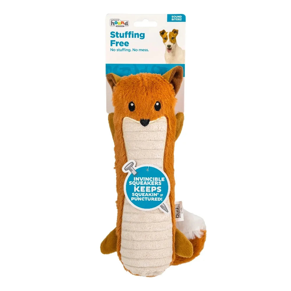 Squeaky Plush Fox Dog Toy No Stuffing Chew Resistant Interactive Teether