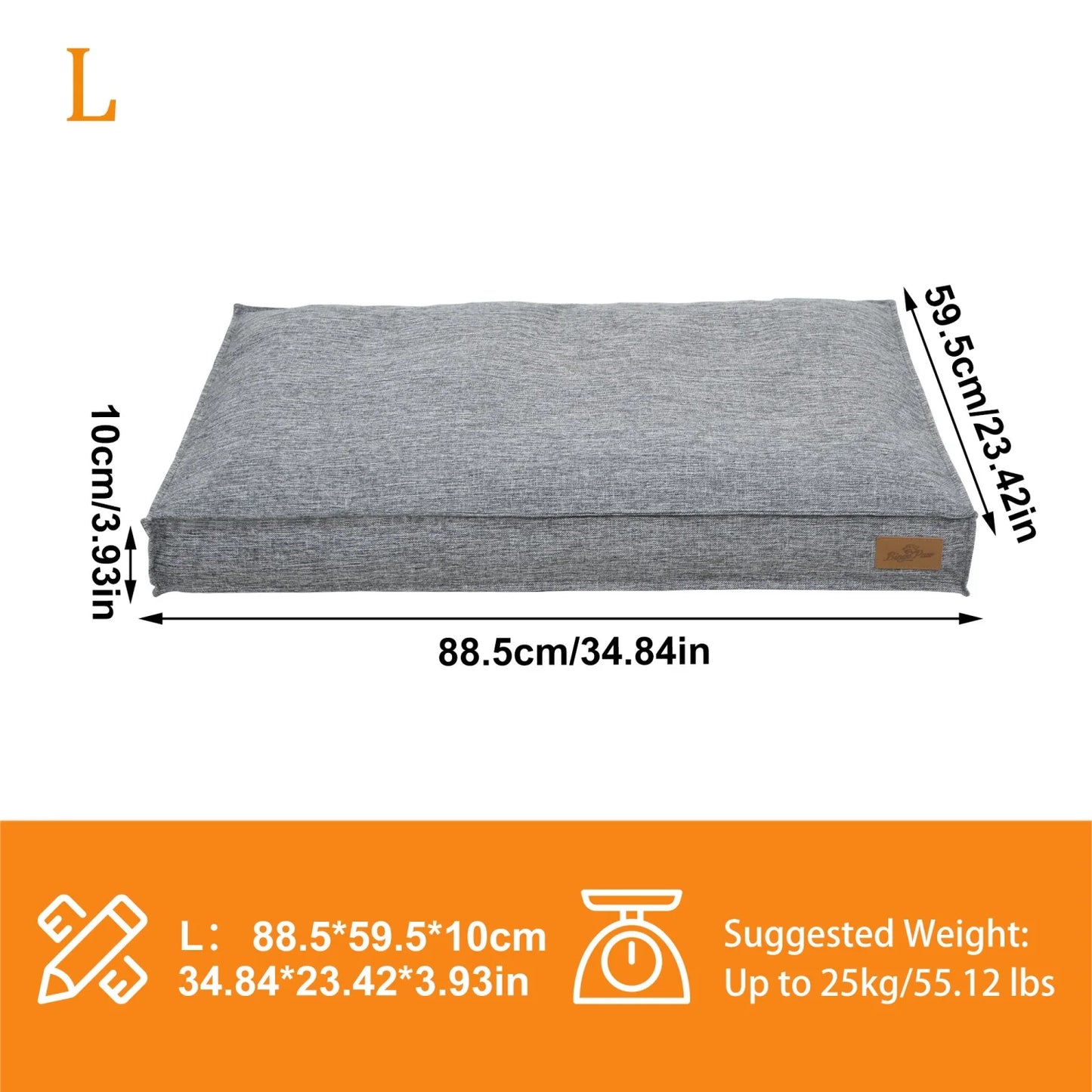 BINGOPAW Waterproof Linen Cover Dog Bed With Foam Base