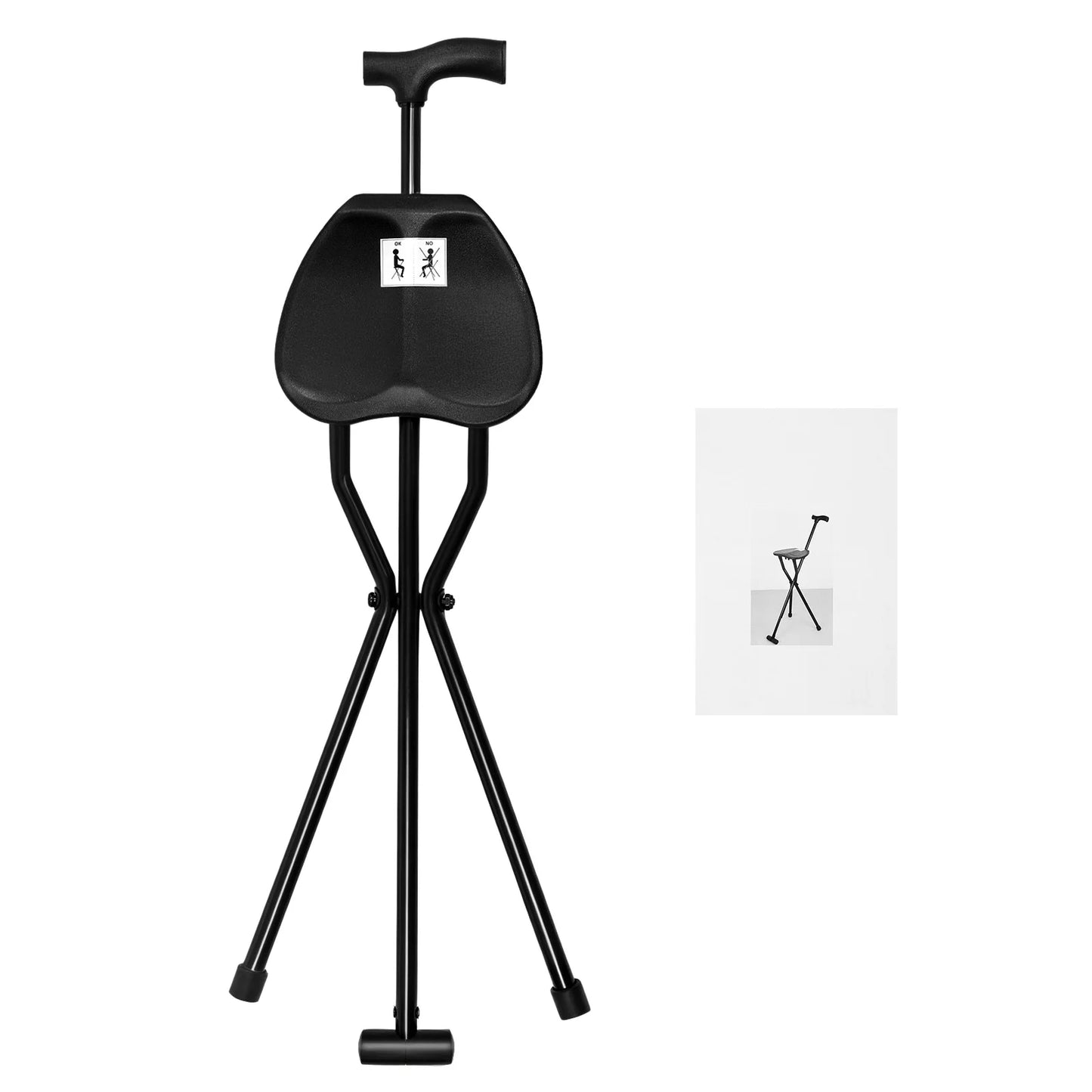 Folding Cane With Seat Aluminum Alloy Walking Stick