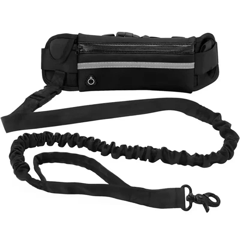 Hands Free Dog Leash With Reflective Waist Bag Retractable Belt