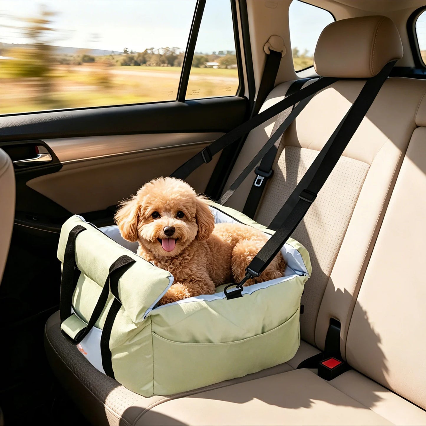 BINGOPAW Dog Car Seat For Small Dogs Washable Booster Carrier With Safety Belt