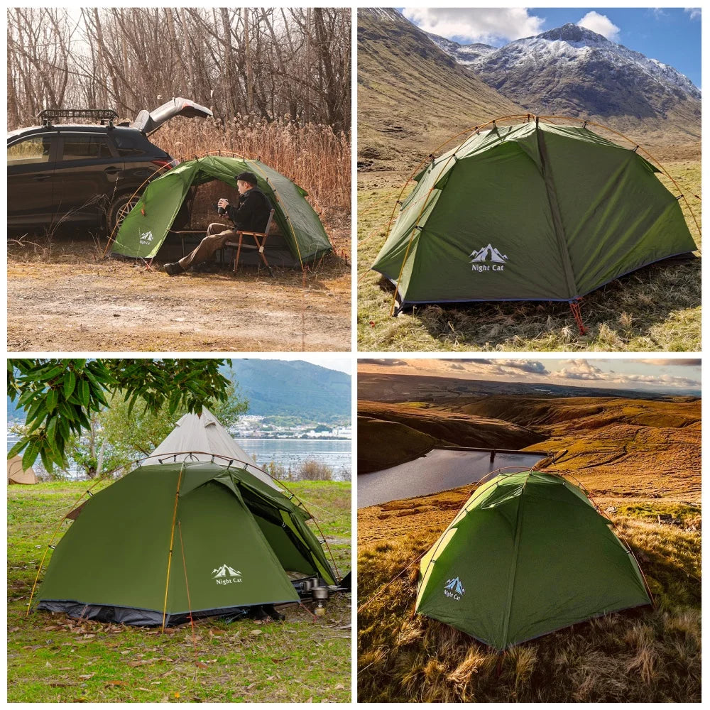 Night Cat Two Person Backpacking Tent Double Layers Waterproof Ultralight