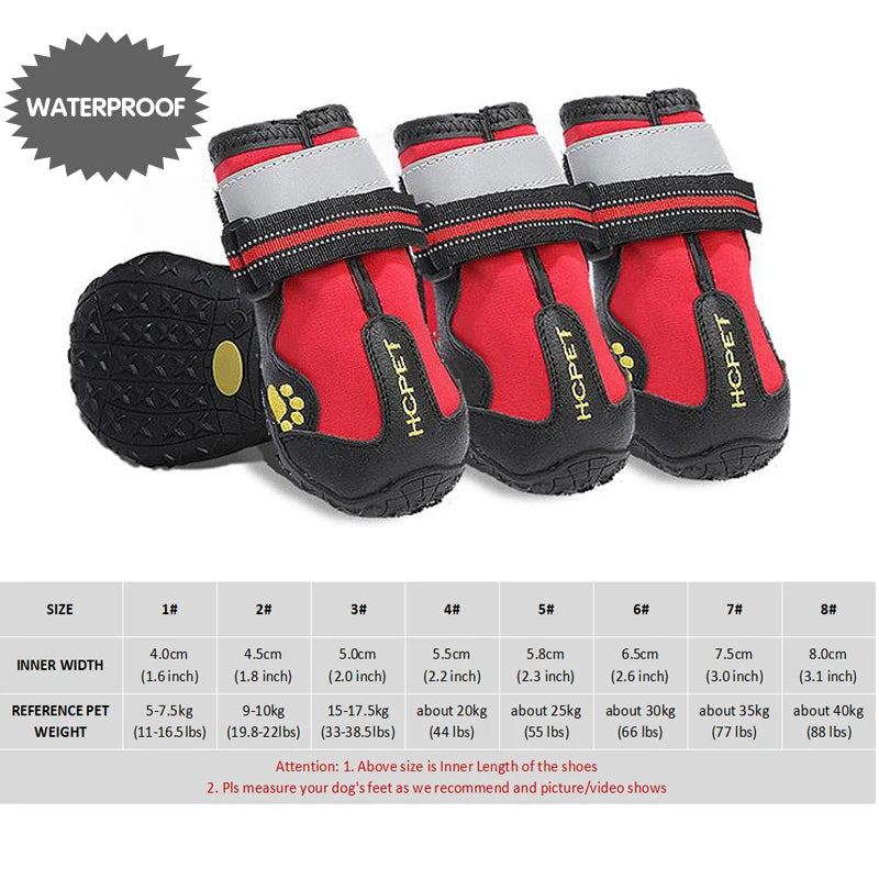 HCPET Waterproof Outdoor Dog Boots Set Durable Breathable