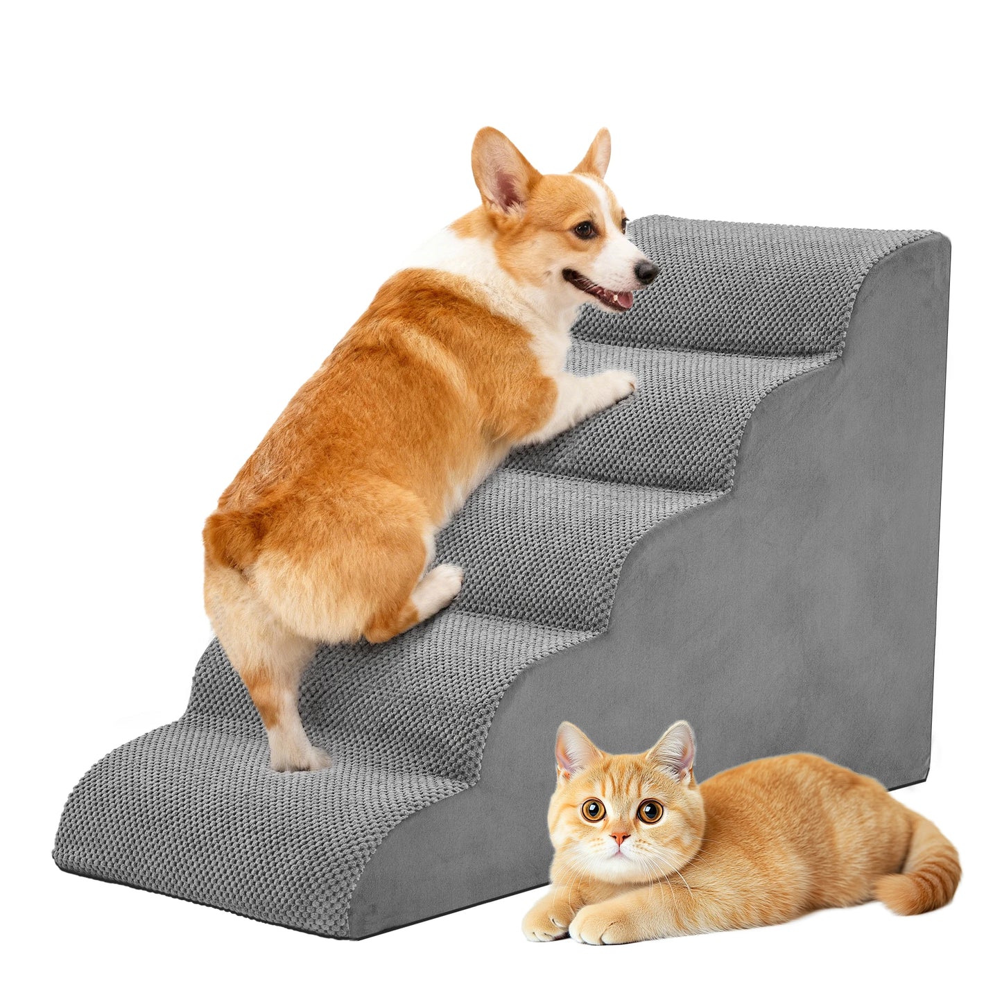JHK 3-5 Step Foam Stairs Ramp for Small Dogs Indoor