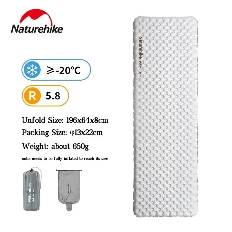 Naturehike Ultralight Inflatable Sleeping Pad R Value 5.8 Outdoor Camping