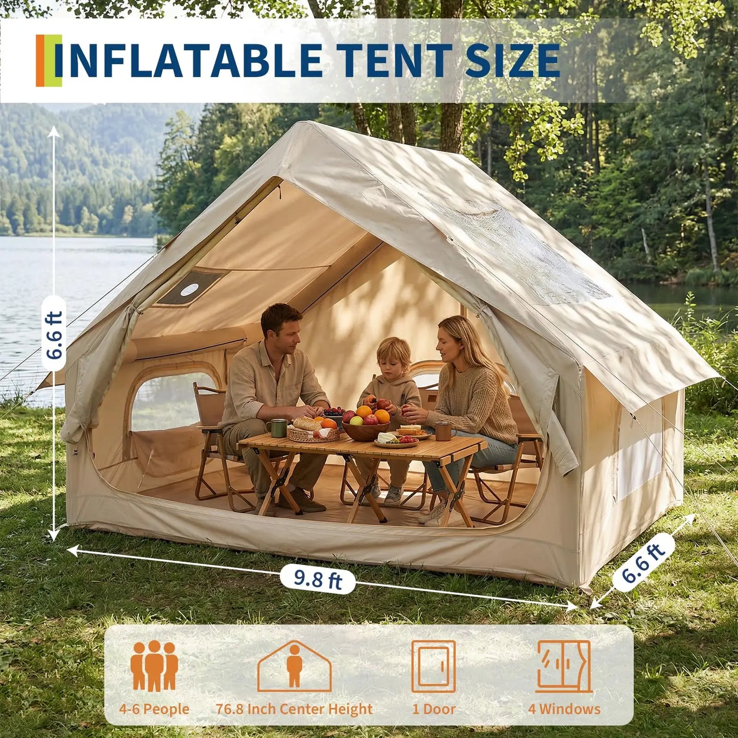 HiMISS Inflatable Camping Tent Spacious Family Outdoor Shelter