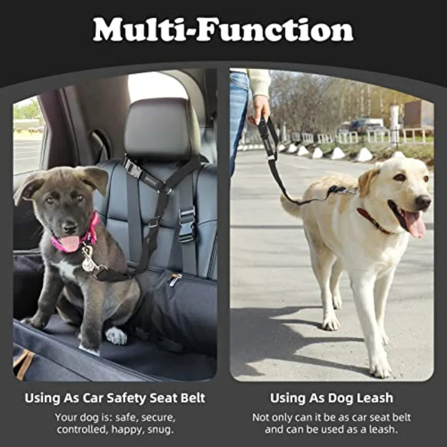 Dog Cat Safety Seat Belt Straps, Adjustable Nylon, Vehicle Restraints