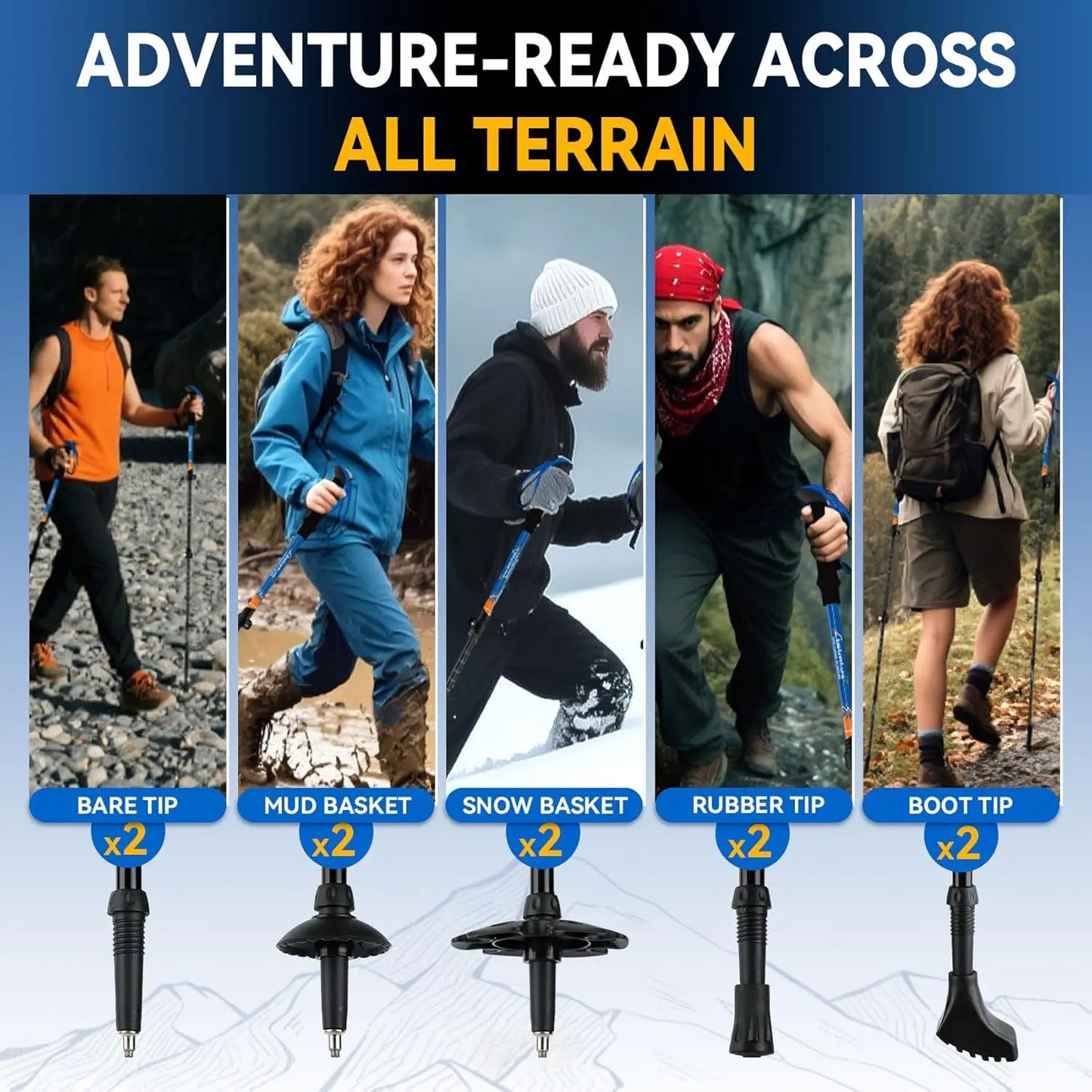 Trekking Poles For Hiking Collapsible Lightweight 2 Pack