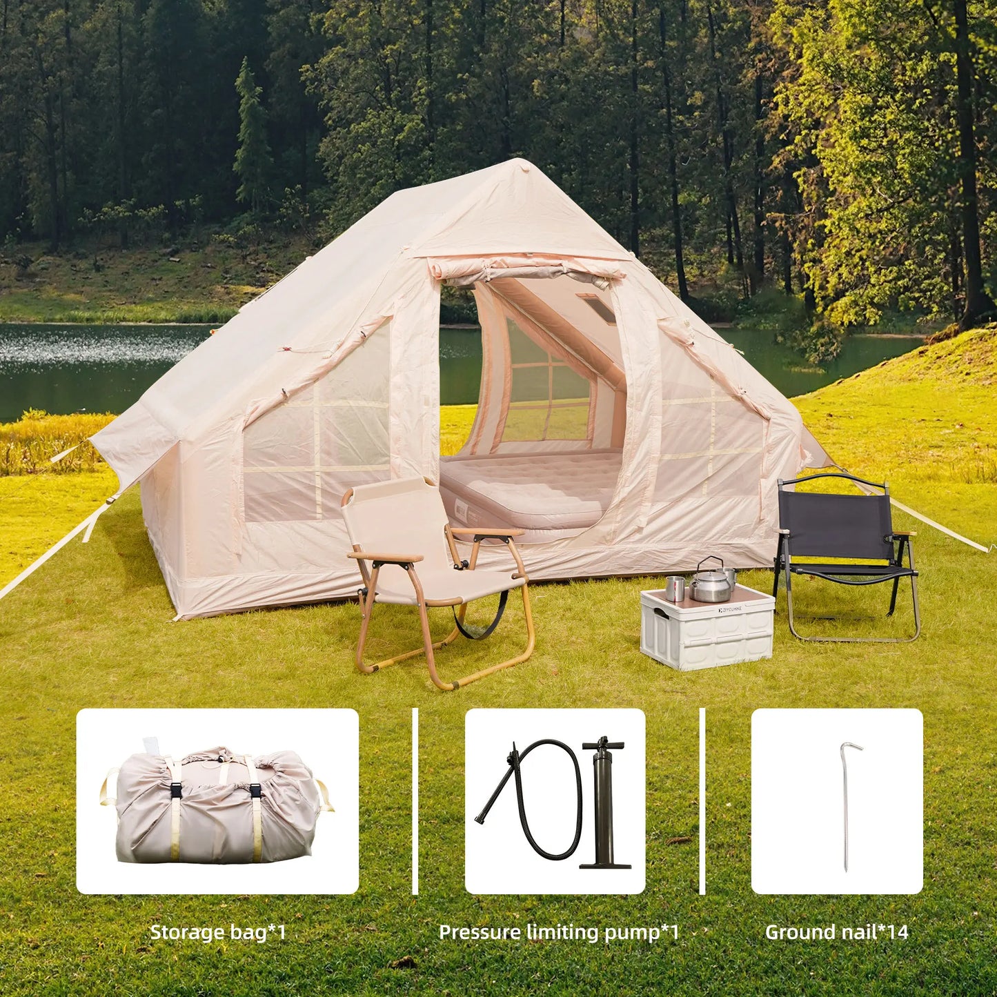 Camping Tent Chimney Window Waterproof Windproof 3 To 4 People