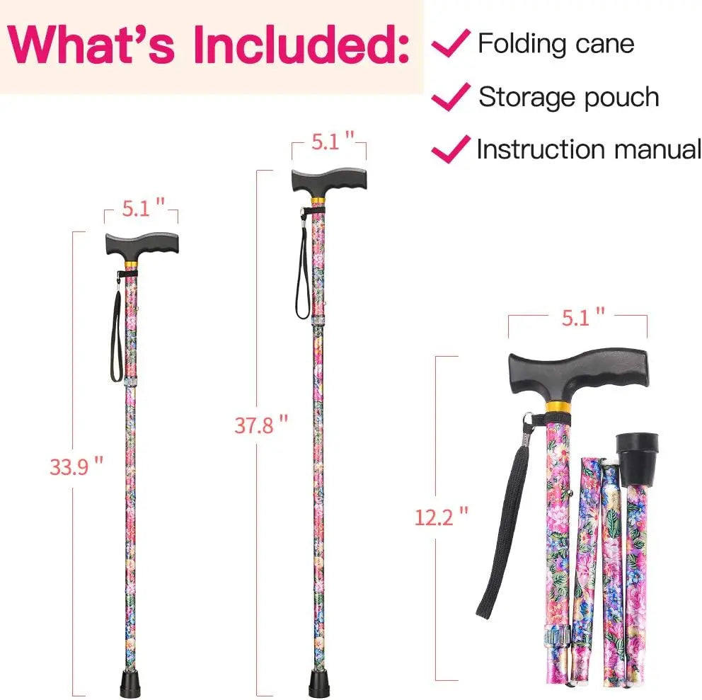 Walking Cane With T Handle Adjustable 5 Level Aluminum Shaft