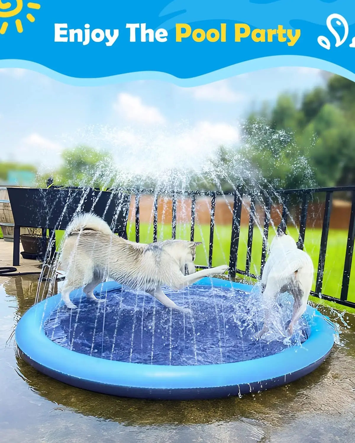 Splash Pad for Dogs and Kids Anti Slip Outdoor Water Play Mat Backyard
