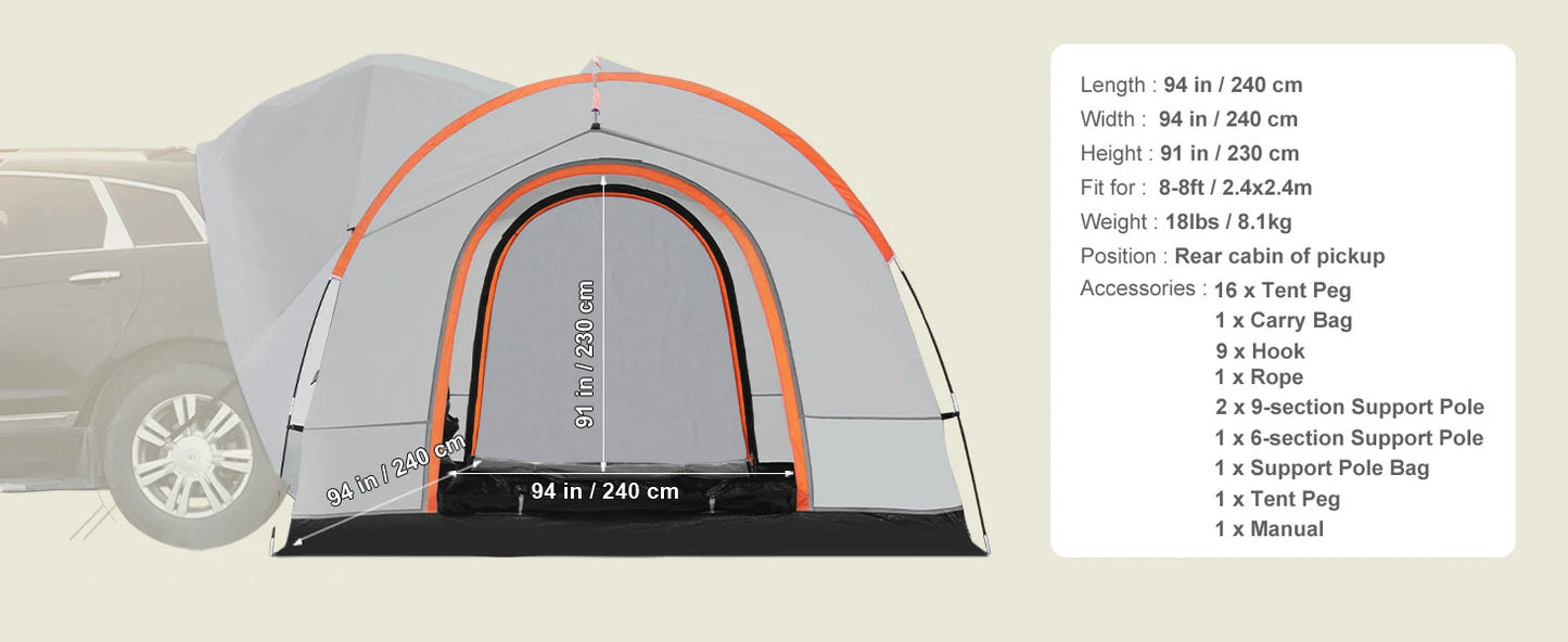 SucceBuy SUV Camping Tent With Double Layer Rainproof Design