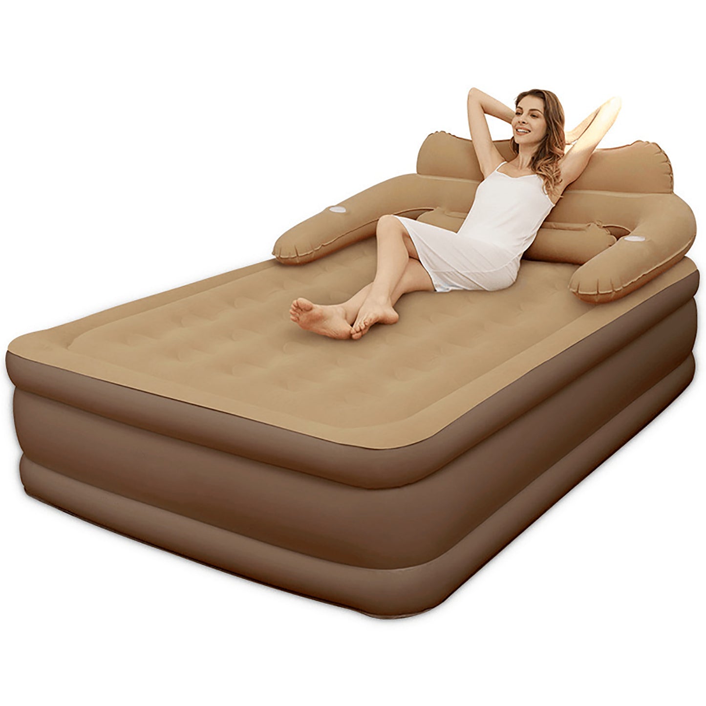 Inflatable Camping Mattress For Two With Durable Flocking Fabric
