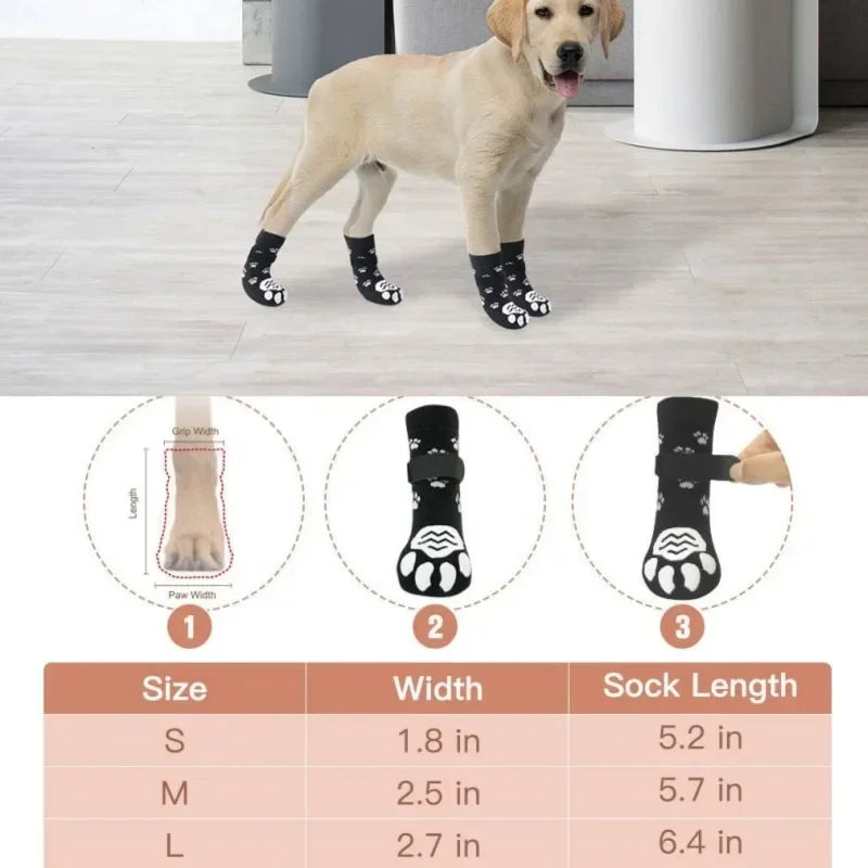 Adjustable Anti Slip Dog Socks Paw Protection Indoor Soft Cotton