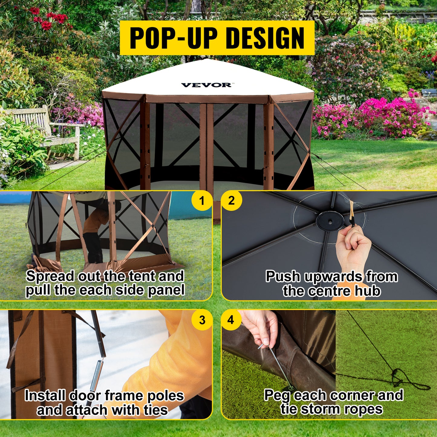 SucceBuy Pop Up Camping Gazebo Canopy Shelter