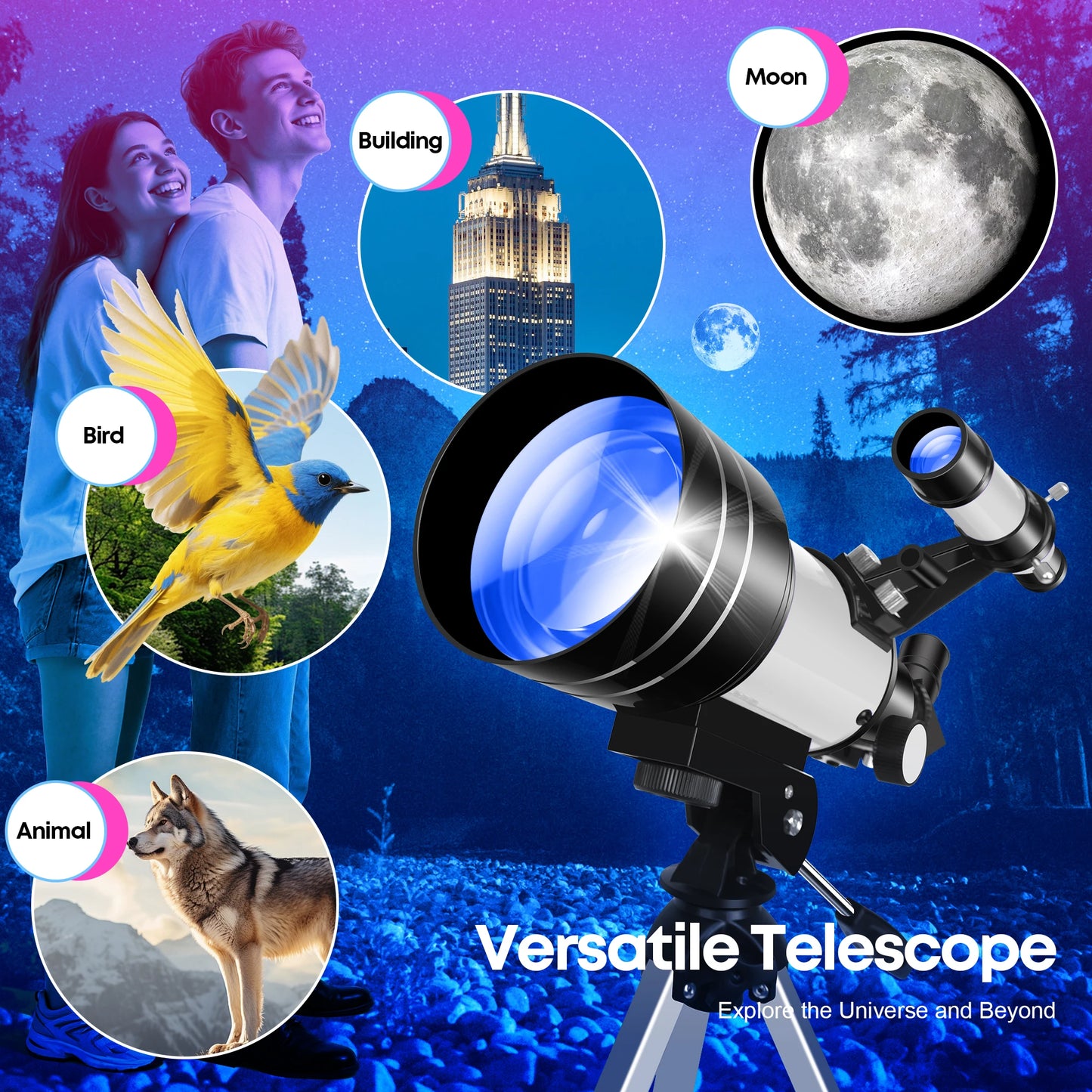 Portable Astronomical Telescope For Beginners Camping Outdoor Observation Gift