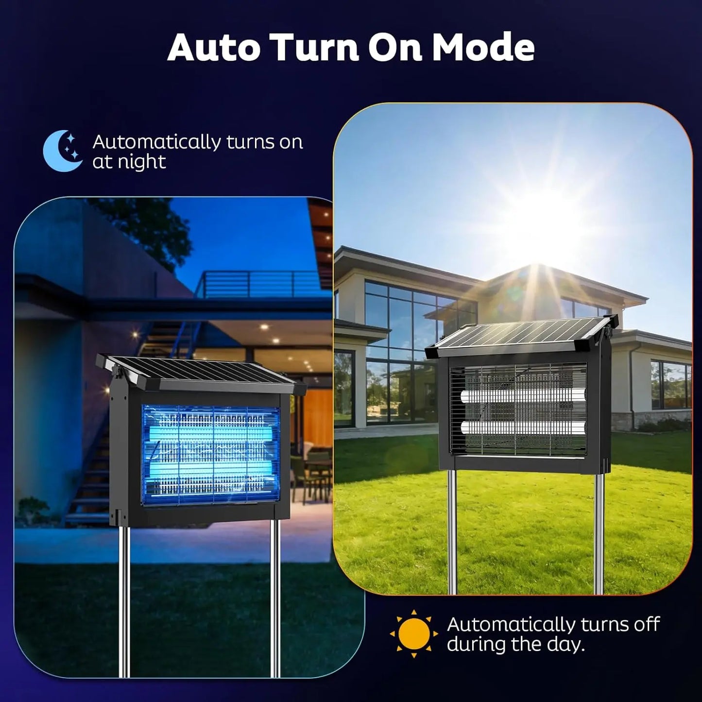 Solar Bug Zapper 4500V Outdoor Mosquito Zapper Waterproof Garden
