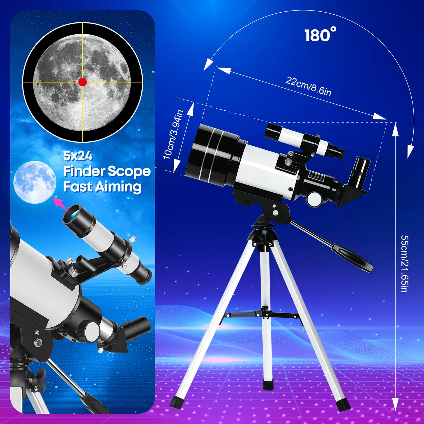 Portable Astronomical Telescope For Beginners Camping Outdoor Observation Gift