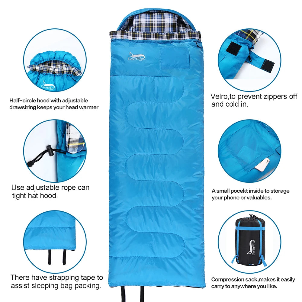 Desert Fox Soft Flannel Sleeping Bag Pillow Warm Winter Camping