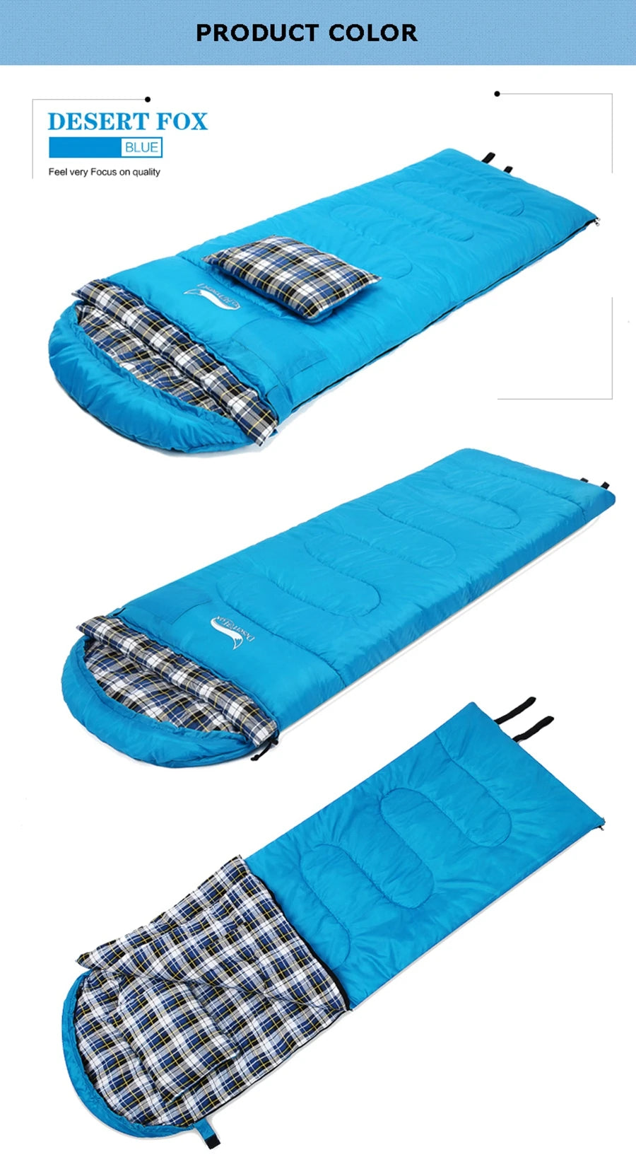 Desert Fox Soft Flannel Sleeping Bag Pillow Warm Winter Camping
