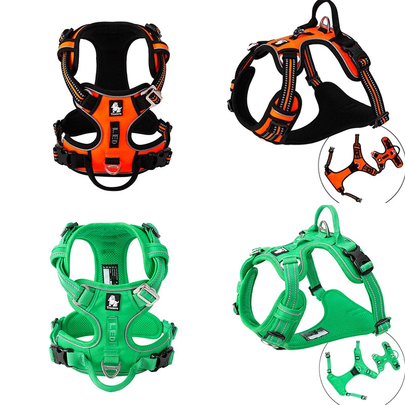 TRUELOVE Reflective Nylon Dog Harness No Pull Adjustable