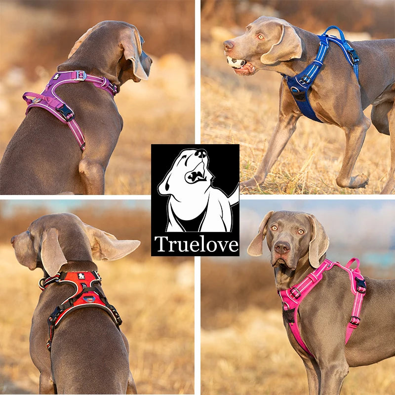 TRUELOVE Reflective Nylon Dog Harness No Pull Adjustable