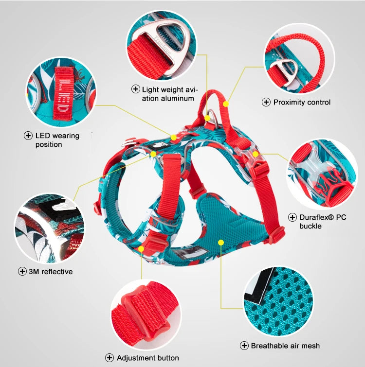 TRUELOVE Explosion Proof Dog Harness Camouflage Reflective Nylon