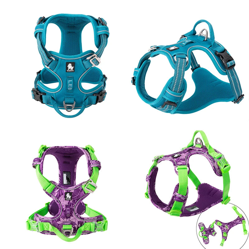 TRUELOVE Reflective Nylon Dog Harness No Pull Adjustable