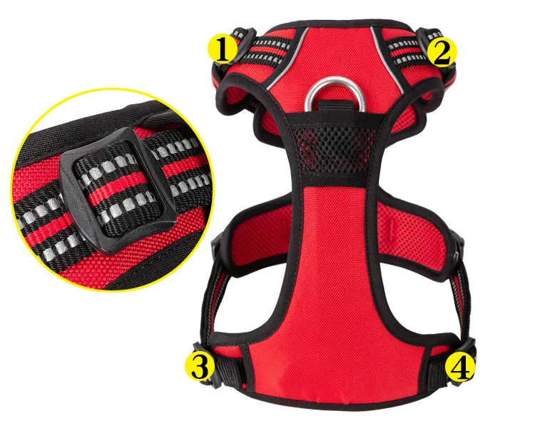 TRUELOVE Reflective Nylon Dog Harness No Pull Adjustable