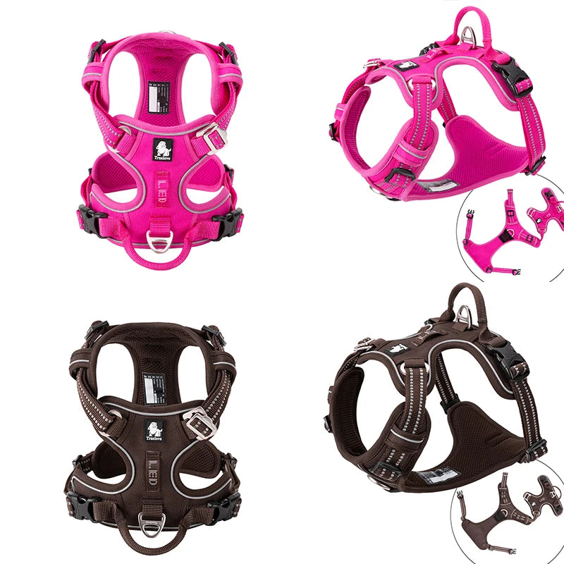 TRUELOVE Reflective Nylon Dog Harness No Pull Adjustable