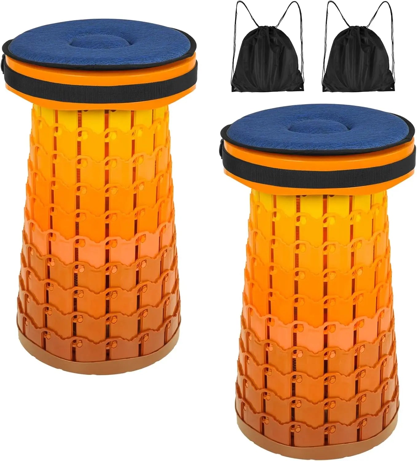 YTYIN Two Pack Portable Folding Stool With Cushion Telescoping