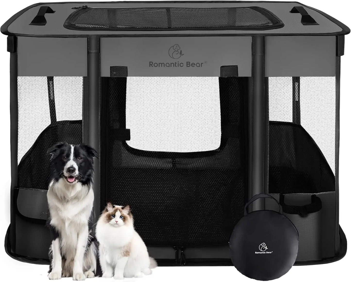 Foldable Dog Playpen Portable Kennel Tent With Shade For Small Animals