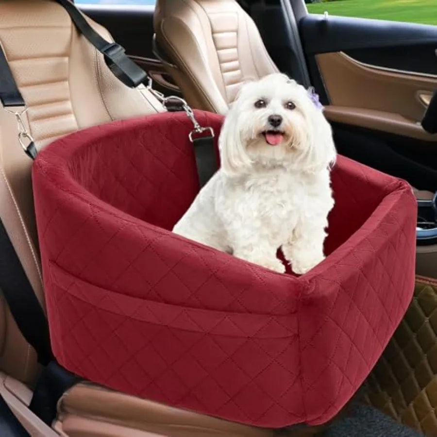 Dog Car Seat for Small Medium Dogs, Detachable Washable Dog Booster Seat Under 30lbs, Pet Car Seat Travel Bed with Storage Pock