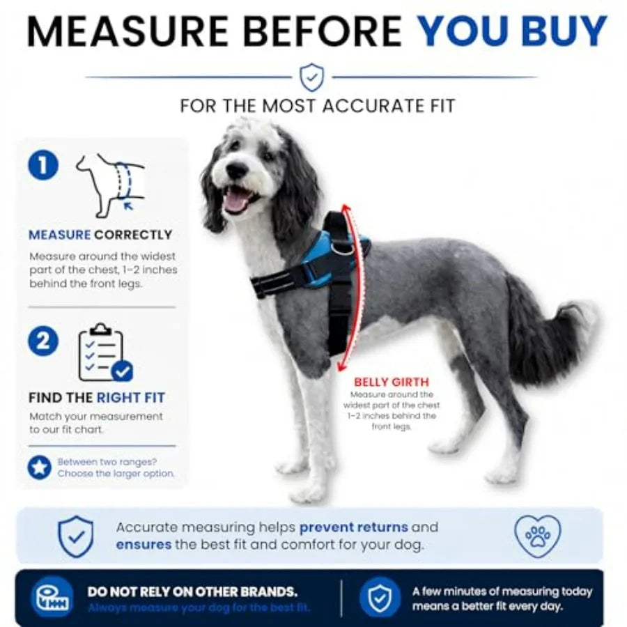 No-Pull Dog Harness Reflective Vest With Three Leash Clips Adjustable