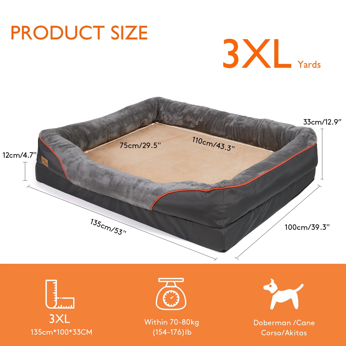 BINGOPAW Dog Bed Soft Fleece Removable Washable Cover Waterproof