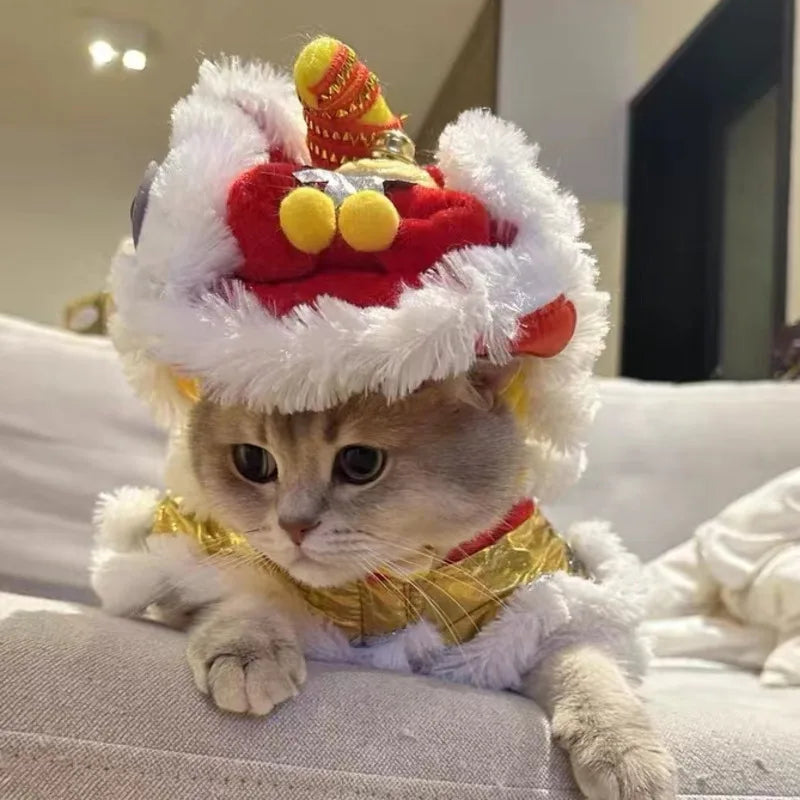 2026 Costume Lion Dance Dog And Cat Spring Festival Dog Costume Chinese New Year Role Play Puppy Pet Chihuahua Puppy Costume