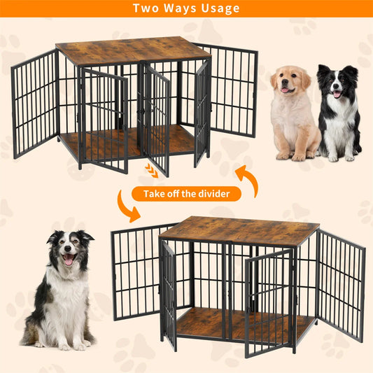 BINGOPAW Heavy Duty Wooden Dog Crate End Table With Doors - Paws and Pro's Outfitters