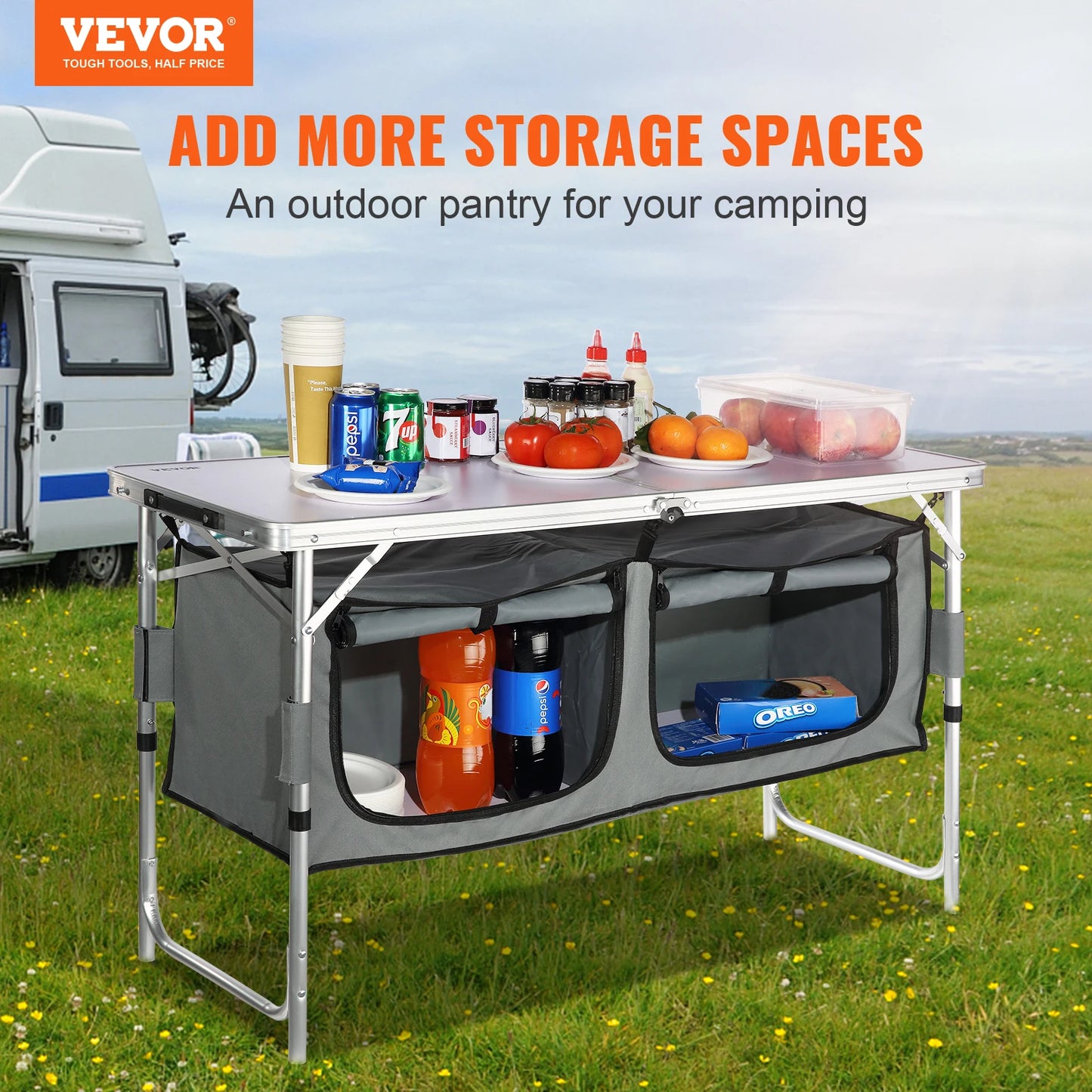 VEVOR Camping Kitchen Table Folding Outdoor Prep Station