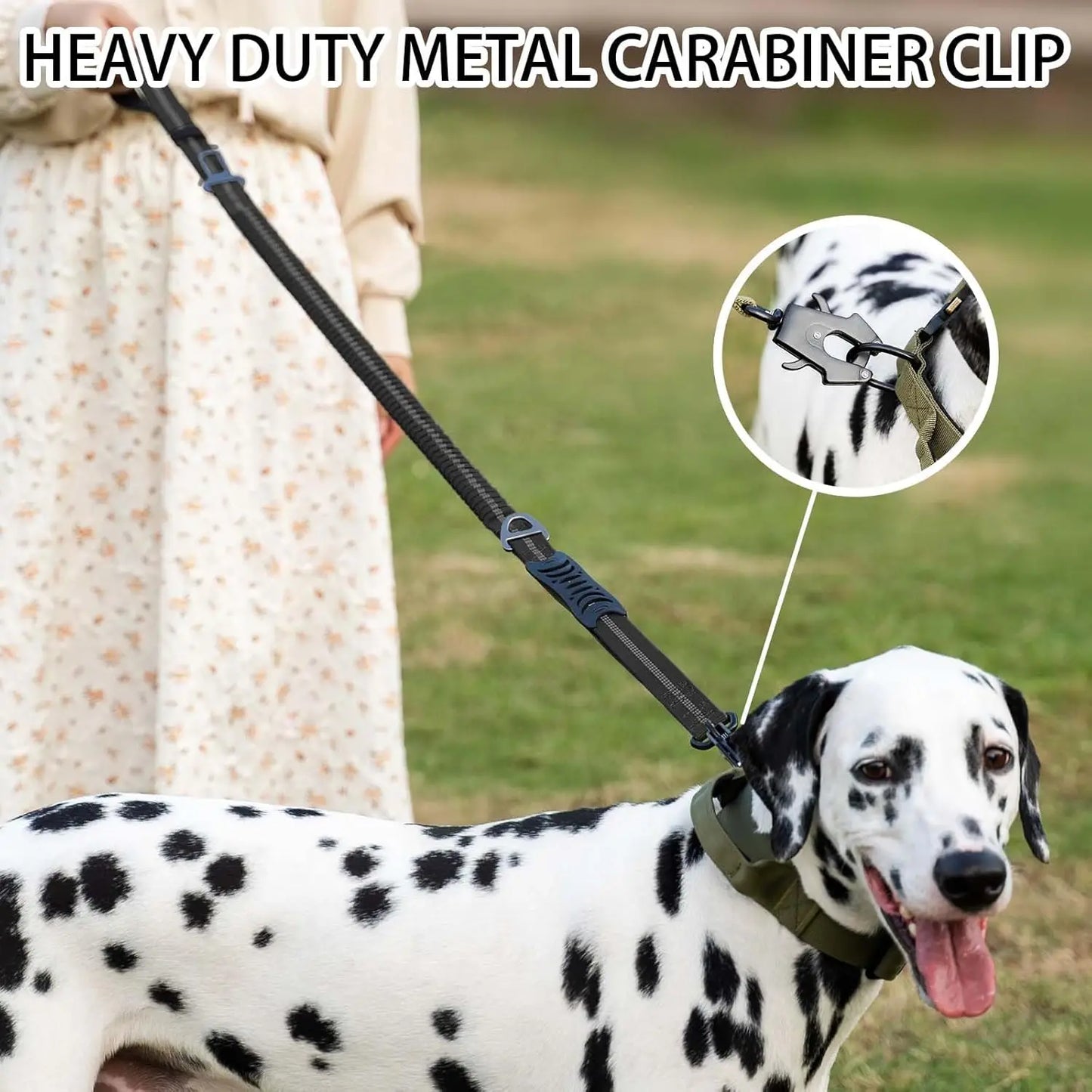 DCLOUD Reflective Shock Absorbing Dog Leash With Car Seatbelt