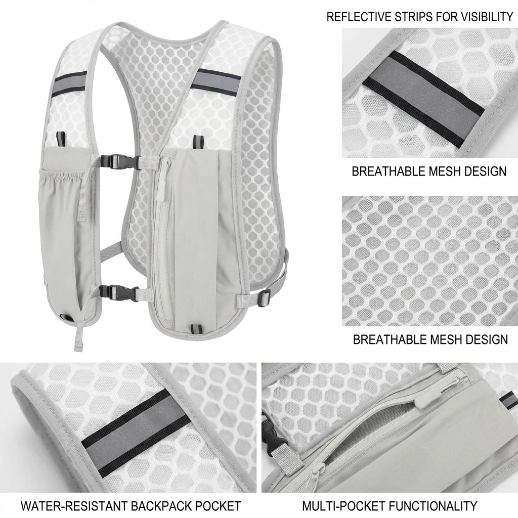 Lightweight Running Vest With Phone Holder Reflective Hydration Chest Pack