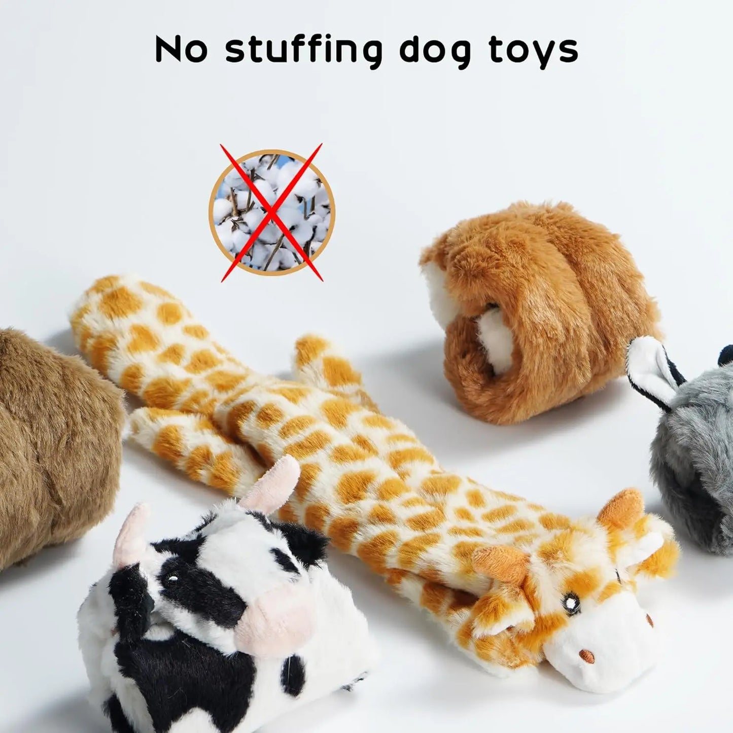 Dog Squeaky Toy Set Five Crinkle Plush No Stuffing