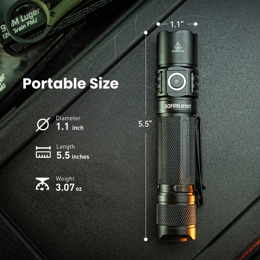 Sofirn SP35T 3800lm Tactical 21700 LED Flashlight USB C Rechargeable