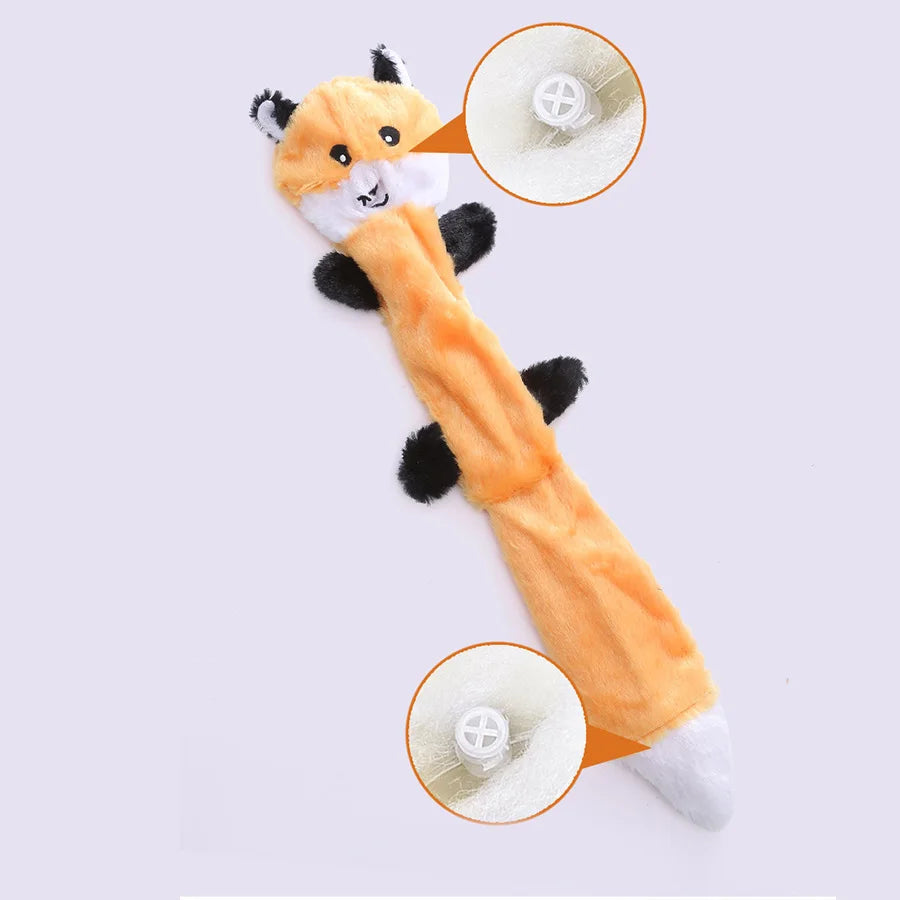 Three Piece Plush Dog Toys Squeaky Squirrel Raccoon Fox Bite Resistant