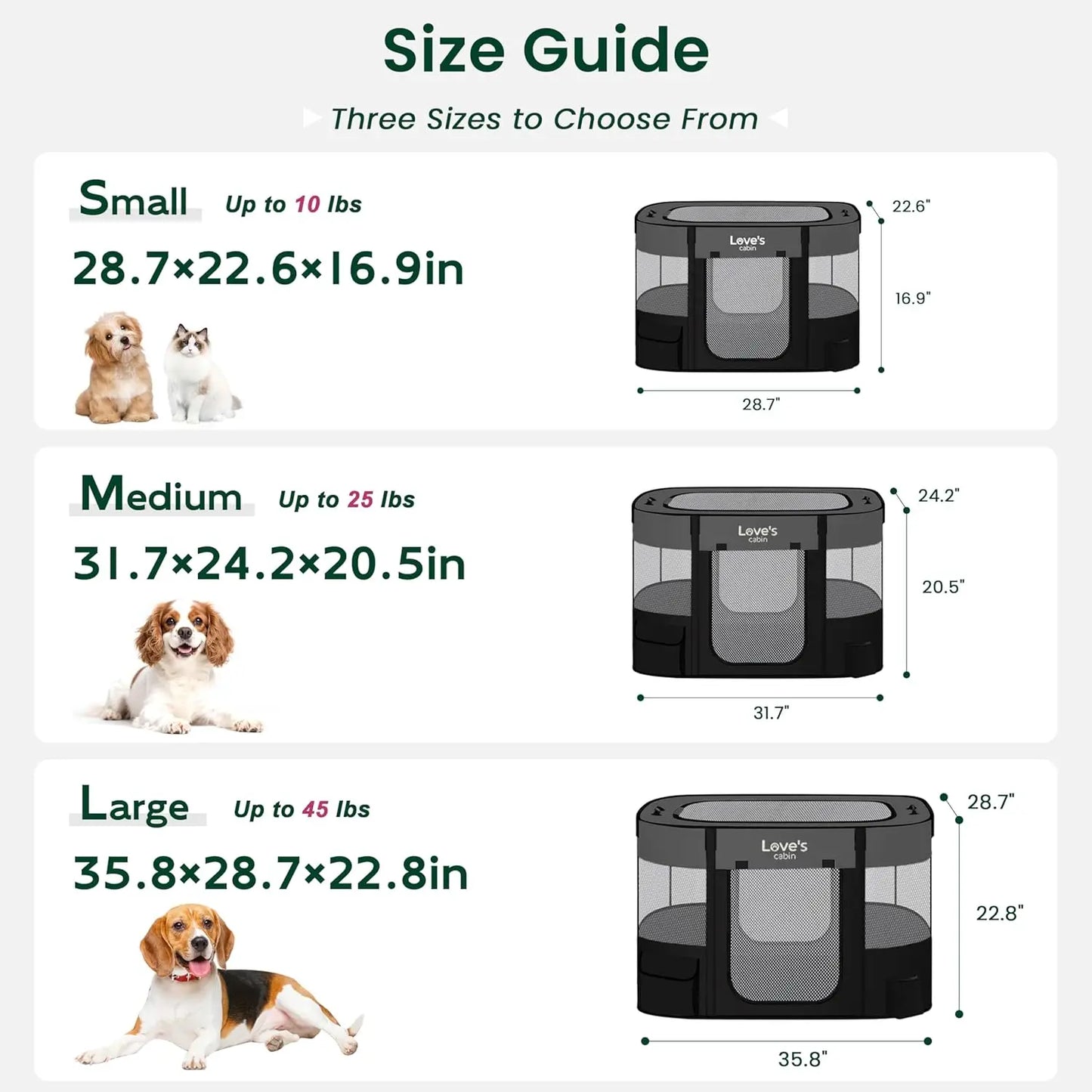 Portable Pet Playpen Tent Foldable Dog Crate Indoor Outdoor Use